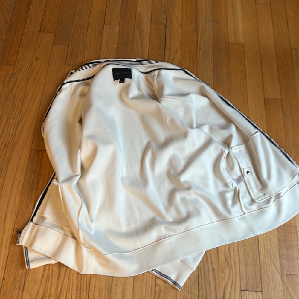 Banana Republic - Full Zip Cream Sweater Jacket - Snap Pockets Men Sz L Cotton - Picture 10 of 11